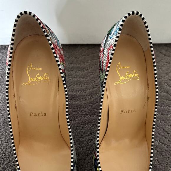 Christian Louboutin Decolette 554 100 Paillette Pump Sequin Multicolor Size 37.5 - Picture 5 of 15